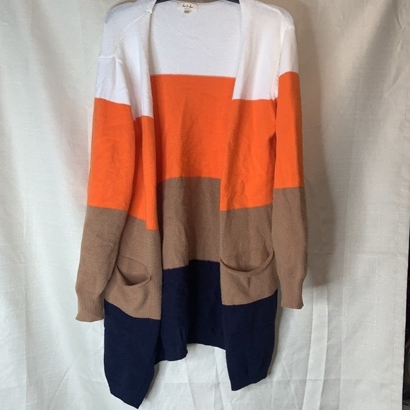 she & sho color block open front duster cardigan size medium - Picture 5 of 8
